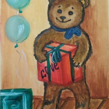 Pintura intitulada "Bear" por Tatiana Shirova, Obras de arte originais, Aquarela