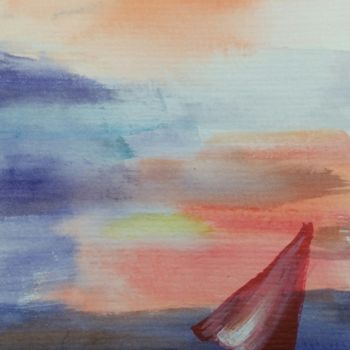 Painting titled "Sailboat" by Tatiana Shirova, Original Artwork, Watercolor