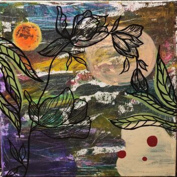 Malerei mit dem Titel "Солнце над цветком" von Shivai, Original-Kunstwerk, Acryl