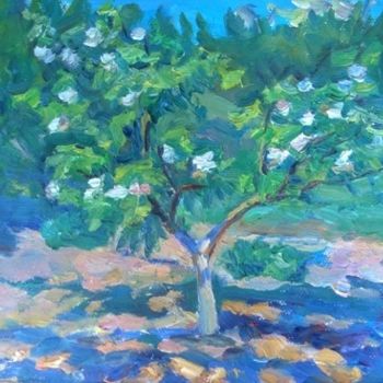 Pintura titulada "яблоня цветёт" por Vladimir Shiyan, Obra de arte original, Oleo
