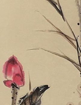 Schilderij getiteld "Fleurs de lotus" door Meili Mao, Origineel Kunstwerk, Inkt