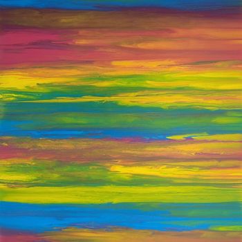 Malerei mit dem Titel "rainbow sky" von So Hyon Kim, Original-Kunstwerk, Acryl