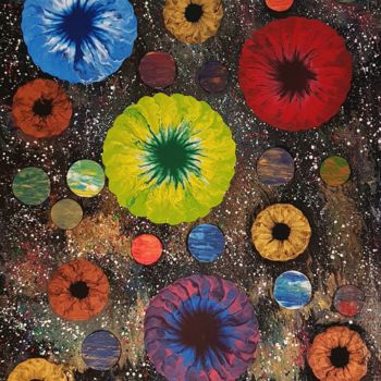 Painting titled "flower planet2" by So Hyon Kim, Original Artwork, Acrylic