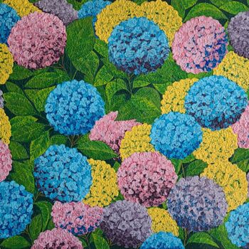 Peinture intitulée "dream of hydrangea2" par So Hyon Kim, Œuvre d'art originale, Acrylique