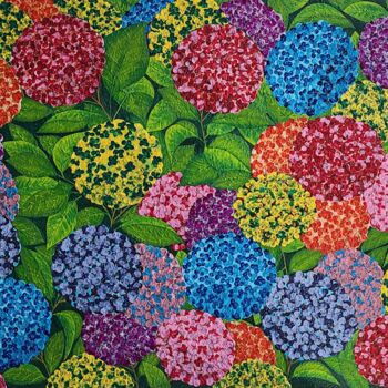 Malerei mit dem Titel "dream of hydrangea1" von So Hyon Kim, Original-Kunstwerk, Acryl