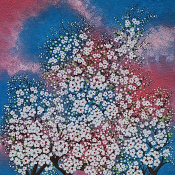 Painting titled "cherry blossom1" by So Hyon Kim, Original Artwork, Acrylic