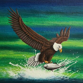 Painting titled "dynamic eagle2" by So Hyon Kim, Original Artwork, Acrylic