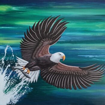 Painting titled "dynamic eagle4" by So Hyon Kim, Original Artwork, Acrylic