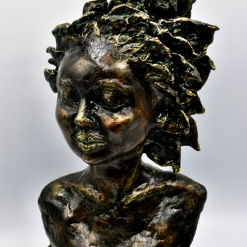Sculpture titled "Spiky Hair Girl" by Shlomit Saar Cohen, Original Artwork, Bronze