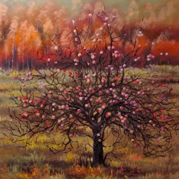 Картина под названием "Дикая яблонька" - Tatiana Shmakova, Подлинное произведение искусства, Масло Установлен на Деревянная…