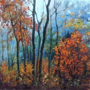 Peinture intitulée "Осеннее настроение" par Tatiana Shmakova, Œuvre d'art originale, Huile Monté sur Châssis en bois