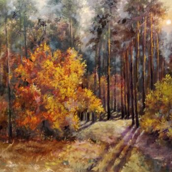 Картина под названием "Лесная полянка" - Tatiana Shmakova, Подлинное произведение искусства, Масло Установлен на Деревянная…