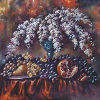 Peinture intitulée "Спирея и фрукты" par Tatiana Shmakova, Œuvre d'art originale, Huile Monté sur Châssis en bois