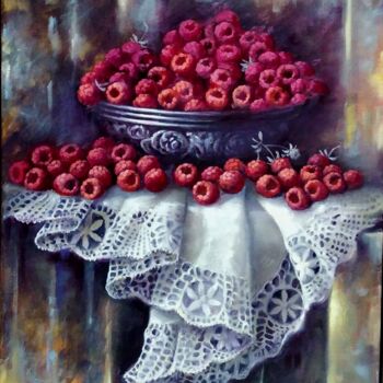 Картина под названием "Малина" - Tatiana Shmakova, Подлинное произведение искусства, Масло Установлен на Деревянная рама для…