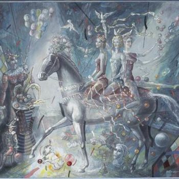 Painting titled "“Цирковые наездницы…" by Victor Shmokhin, Original Artwork