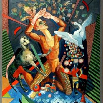 Schilderij getiteld "“Клоун – любимец пу…" door Victor Shmokhin, Origineel Kunstwerk