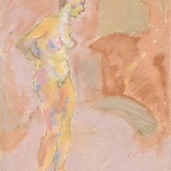 Disegno intitolato "Femme Nue Debout" da Amos Zelikson, Opera d'arte originale, Pastello