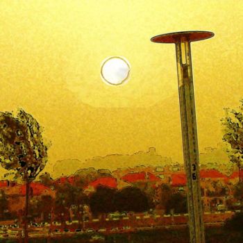 Digitale Kunst mit dem Titel "Sun and City" von Shmuel Ben Hagai, Original-Kunstwerk