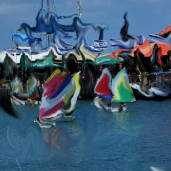 Digitale Kunst getiteld "Boats" door Shmuel Ben Hagai, Origineel Kunstwerk