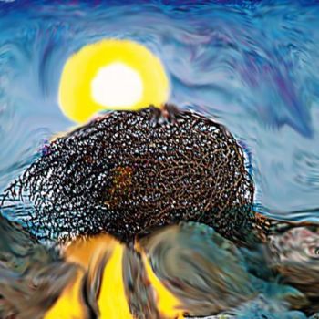 Digital Arts titled "Sun Composition" by Shmuel Ben Hagai, Original Artwork, Digital Painting