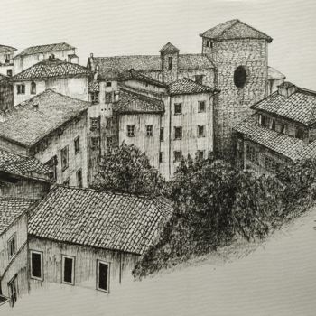 Dessin intitulée "Tuscany, Italy" par Shorove, Œuvre d'art originale, Encre