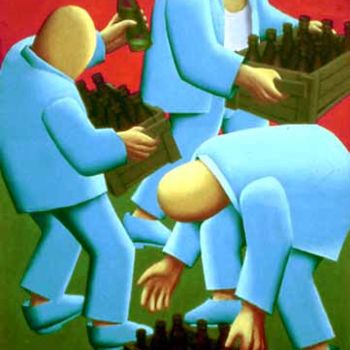 Pintura titulada "blue loaders" por Yury Shtapakov, Obra de arte original