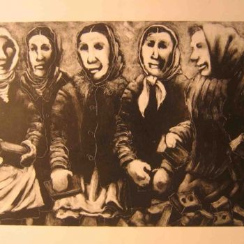 Printmaking titled "russian women" by Yury Shtapakov, Original Artwork