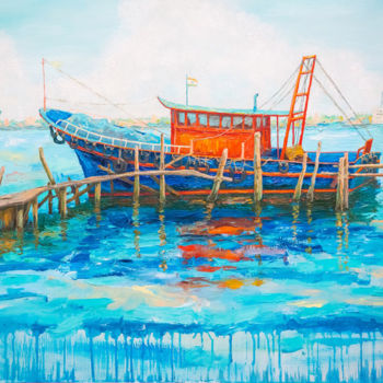Картина под названием ""Fishing schooner,…" - Artem Shubin, Подлинное произведение искусства, Масло