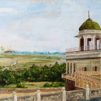 Peinture intitulée ""View of the Taj Ma…" par Artem Shubin, Œuvre d'art originale, Huile
