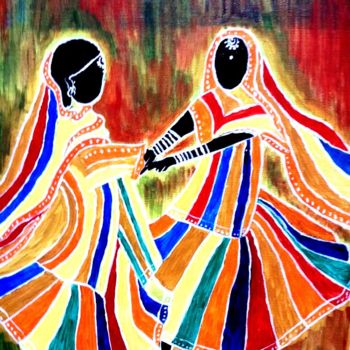 Painting titled "Dancing Women" by Shuchita Srivastava, Original Artwork, Acrylic