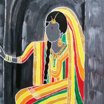 Painting titled "santhali women" by Shuchita Srivastava, Original Artwork, Acrylic