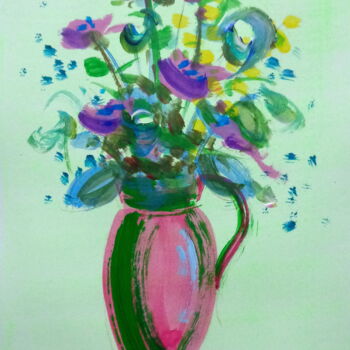 Painting titled "Flowers" by Shuji Fukushima, Original Artwork, Acrylic