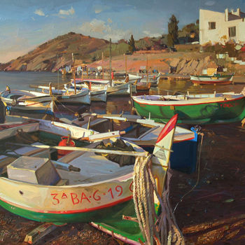 Peinture intitulée "on shore" par Andrii Shumskyi, Œuvre d'art originale, Huile