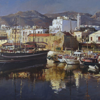 Painting titled "Harbor" by Andrii Shumskyi, Original Artwork, Oil