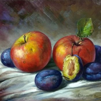 Peinture intitulée "Apples and plums" par Vladislav Shurganov, Œuvre d'art originale, Huile