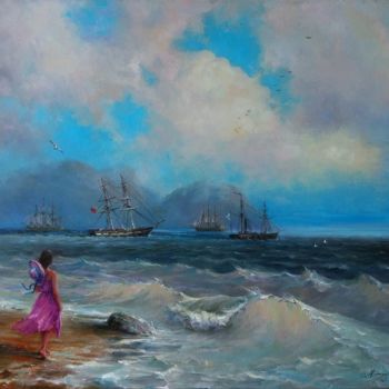 Painting titled "Sea Shore" by Vladislav Shurganov, Original Artwork, Oil