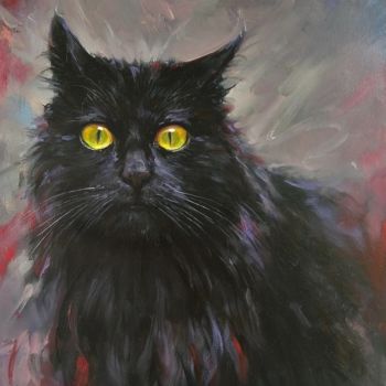 Картина под названием "Cat, Predator" - Vladislav Shurganov, Подлинное произведение искусства, Масло