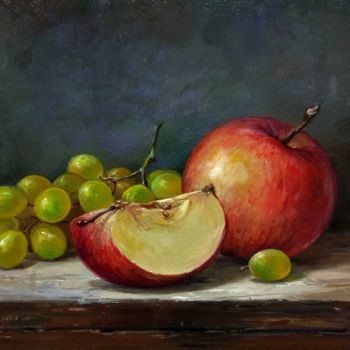 Malerei mit dem Titel ""Apples and white g…" von Vladislav Shurganov, Original-Kunstwerk, Öl