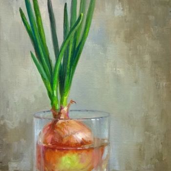 Peinture intitulée "Sprouted onions" par Vladislav Shurganov, Œuvre d'art originale, Huile