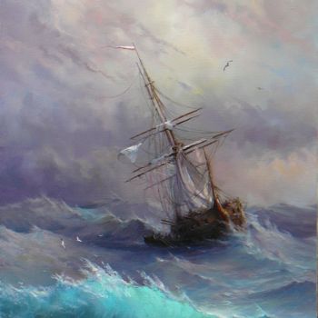 Картина под названием "storm" - Vladislav Shurganov, Подлинное произведение искусства, Масло
