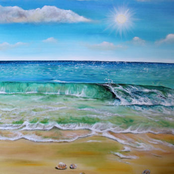 Painting titled "Summer waves" by Shveta Saxena, Original Artwork, Acrylic