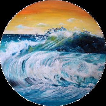 Painting titled "Blue Surf" by Shveta Saxena, Original Artwork, Acrylic