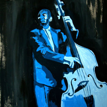 Painting titled "Сontrabassist in th…" by Yuliia Shyshkina, Original Artwork, Acrylic