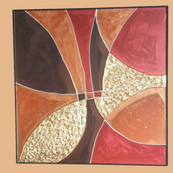 Painting titled "ORGANIC  oranges" by Max Rubio, Original Artwork, Stained glass painting Mounted on Wood Panel