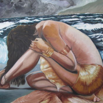 Painting titled "The desperation of…" by Sibila Doré, Original Artwork, Oil