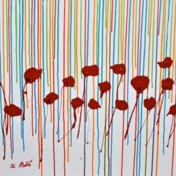 Painting titled "Poppies dancing in…" by Si Bollé, Original Artwork