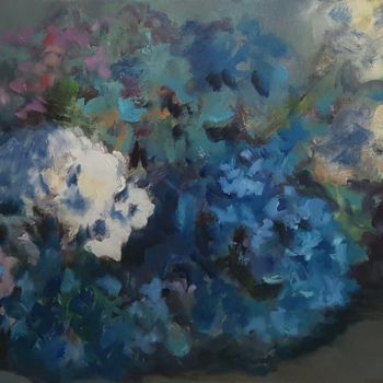 Painting titled "harmonie en bleu" by Sibylle Du Peloux, Original Artwork, Acrylic