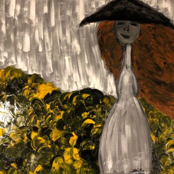 Картина под названием "Mademoiselle Luna" - Sidelma Castro, Подлинное произведение искусства, Акрил