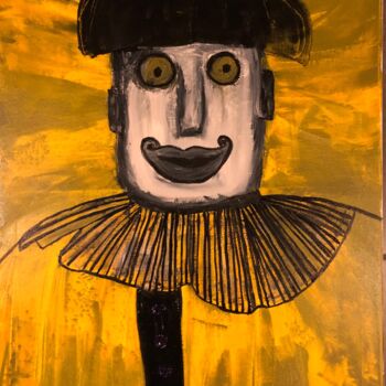 Картина под названием "Le clown jaune" - Sidelma Castro, Подлинное произведение искусства, Акрил