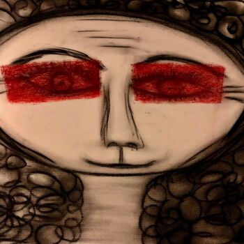 Drawing titled "Les yeux cachés" by Sidelma Castro, Original Artwork, Chalk